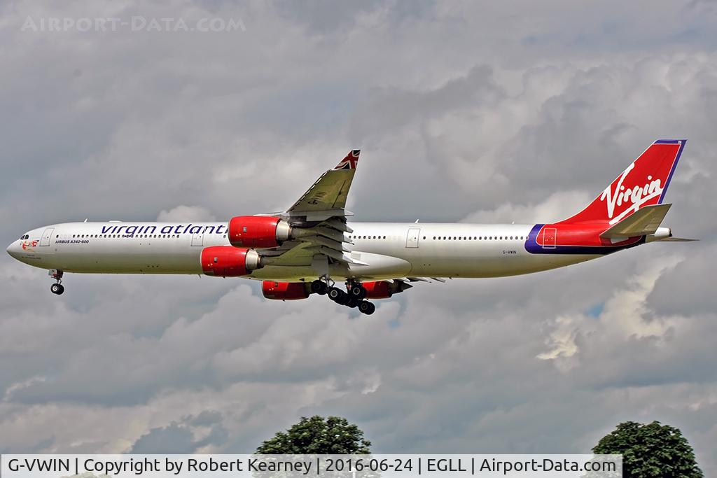 G-VWIN, 2006 Airbus A340-642 C/N 736, Arriving 27L