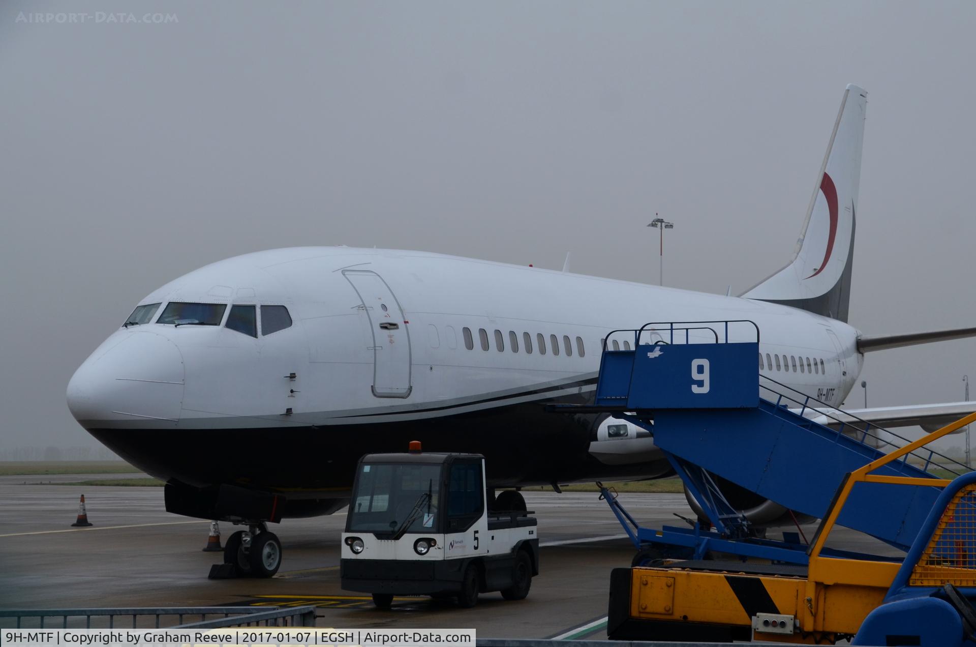 9H-MTF, 1987 Boeing 737-329 C/N 23774, On stand at Norwich.