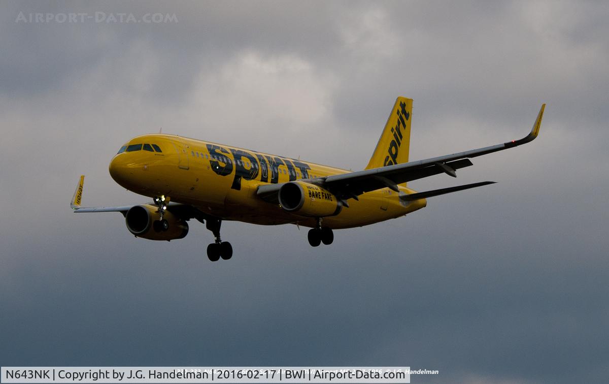 N643NK, 2015 Airbus A320-232 C/N 6616, Approach to 33L.