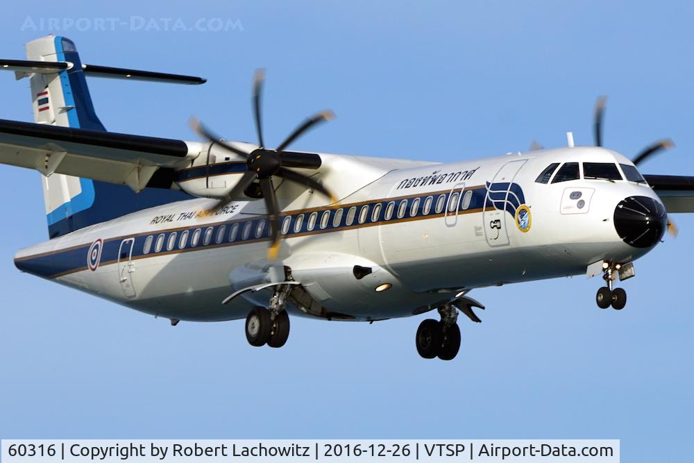 60316, 2009 ATR 72-212A C/N 893, Royal Thai Air Force ATR-72 arriving at Phuket.