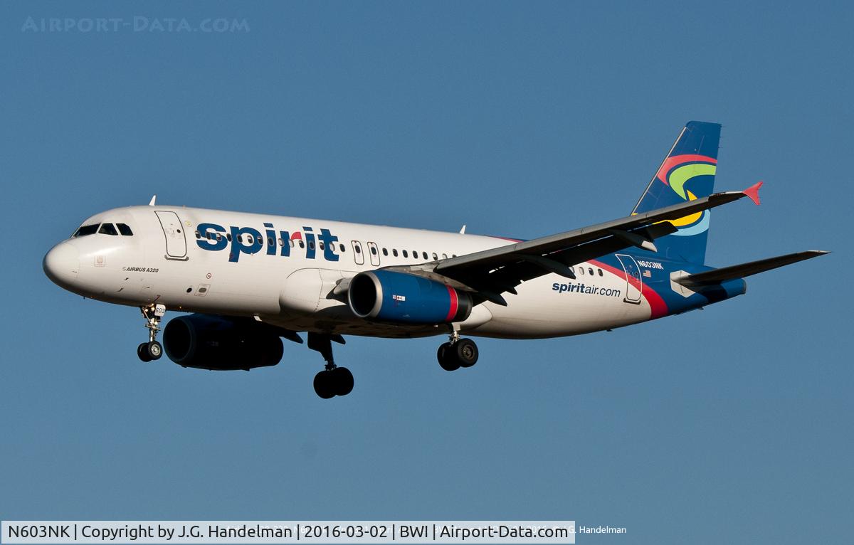 N603NK, 2010 Airbus A320-232 C/N 4321, On final.