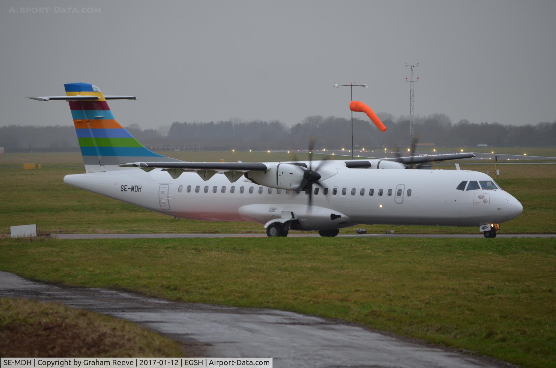 SE-MDH, 2010 ATR 72-212A C/N 917, About to depart, after a re-spray.