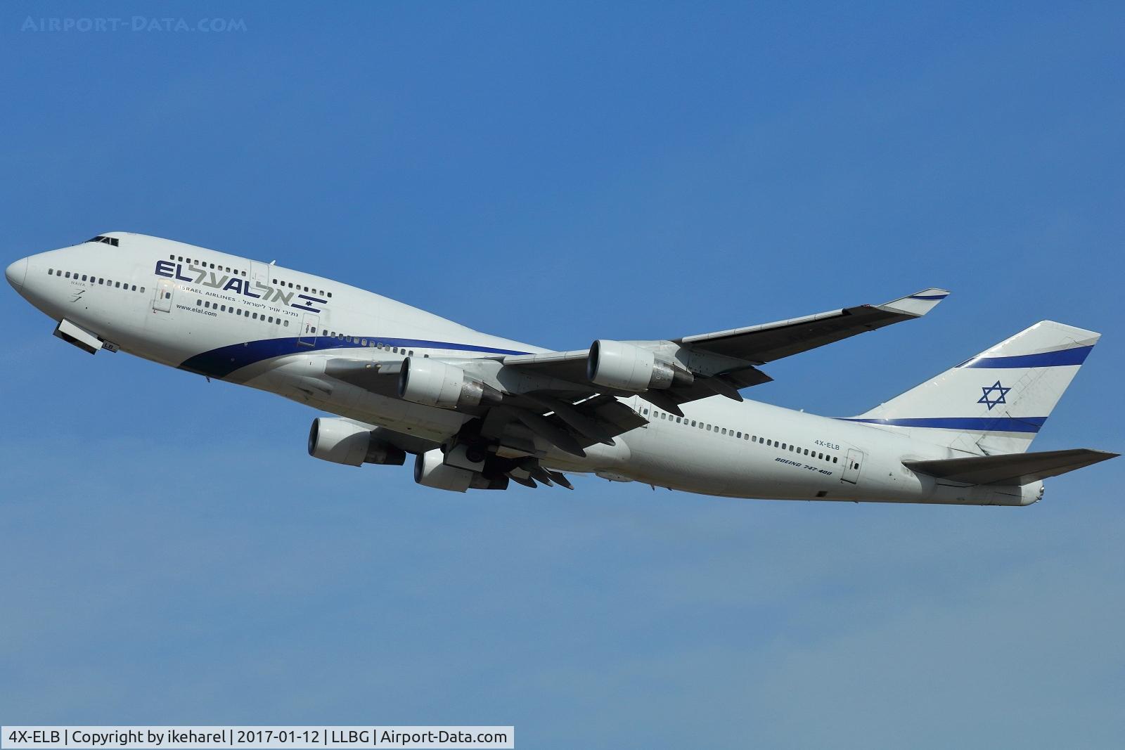 4X-ELB, 1994 Boeing 747-458 C/N 26056, Ly007 after T/O en-route to NYC.