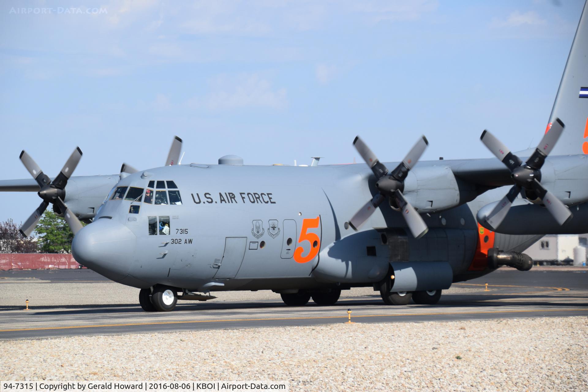 94-7315, Lockheed C-130H C/N 382-5389, Tanker 5 taxing onto Alpha. 302nd Air Wing – Peterson AFB, CO