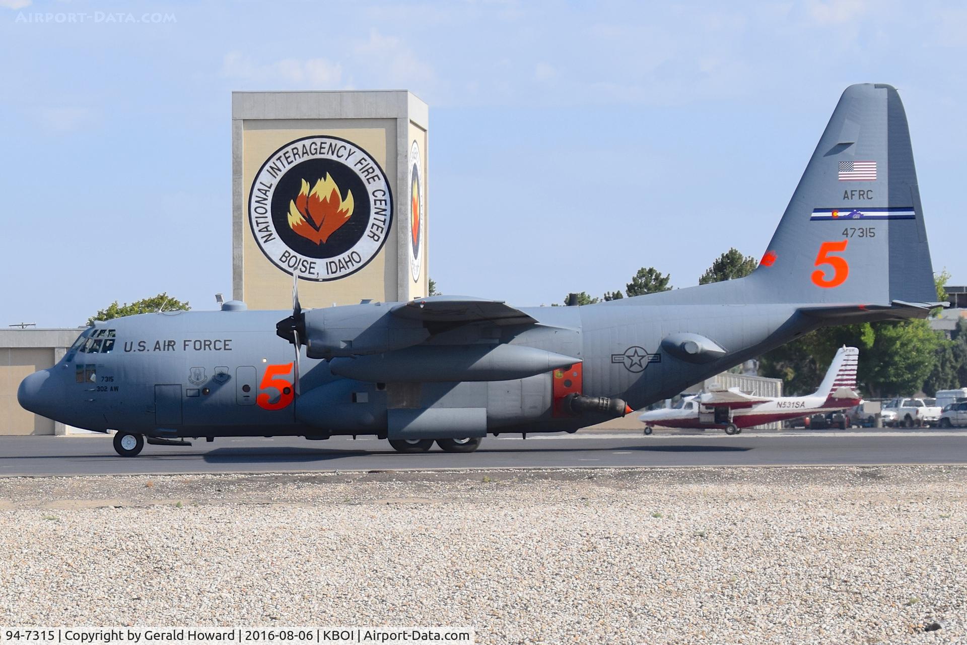 94-7315, Lockheed C-130H C/N 382-5389, Taxing across NIFC ramp. 302nd Air Wing – Peterson AFB, CO