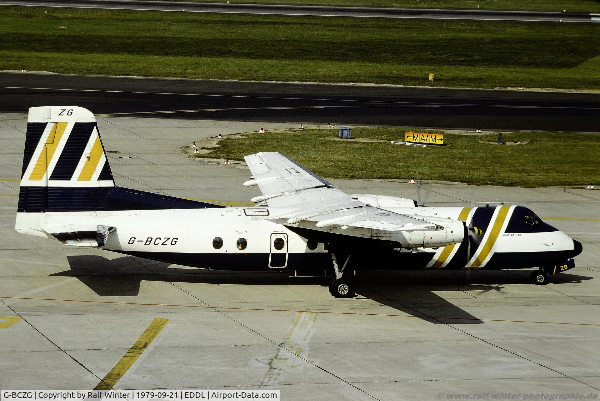 G-BCZG, 1961 Handley Page HPR-7 Herald 202 C/N 159, Handley Page HPR.7 Herold 202 - British Air Ferries Ltd 'Rupert Keegan'- GBCZG - 21.09.1979 - DUS - From a slide