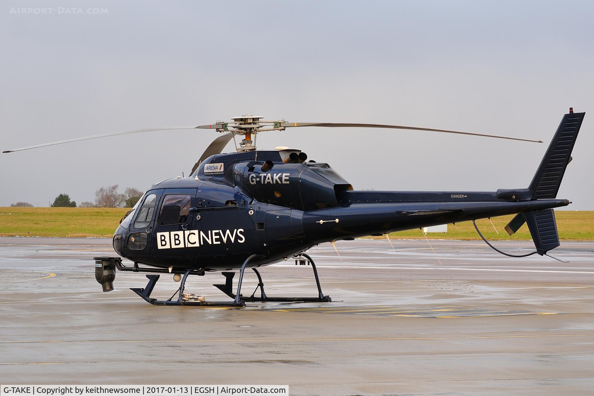 G-TAKE, 1981 Aerospatiale AS-355F-1 Ecureuil 2 C/N 5088, Awaiting the flooding.