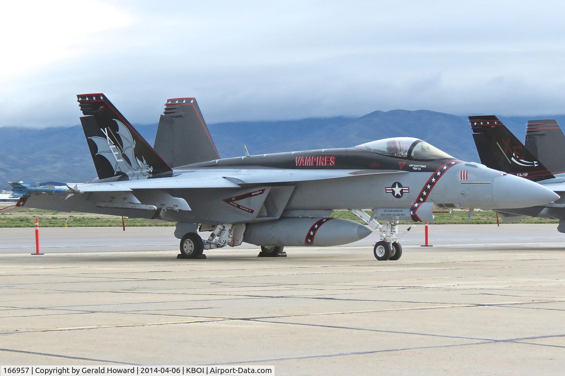 166957, Boeing F/A-18E Super Hornet C/N E199, Parked on Western Aircraft ramp.