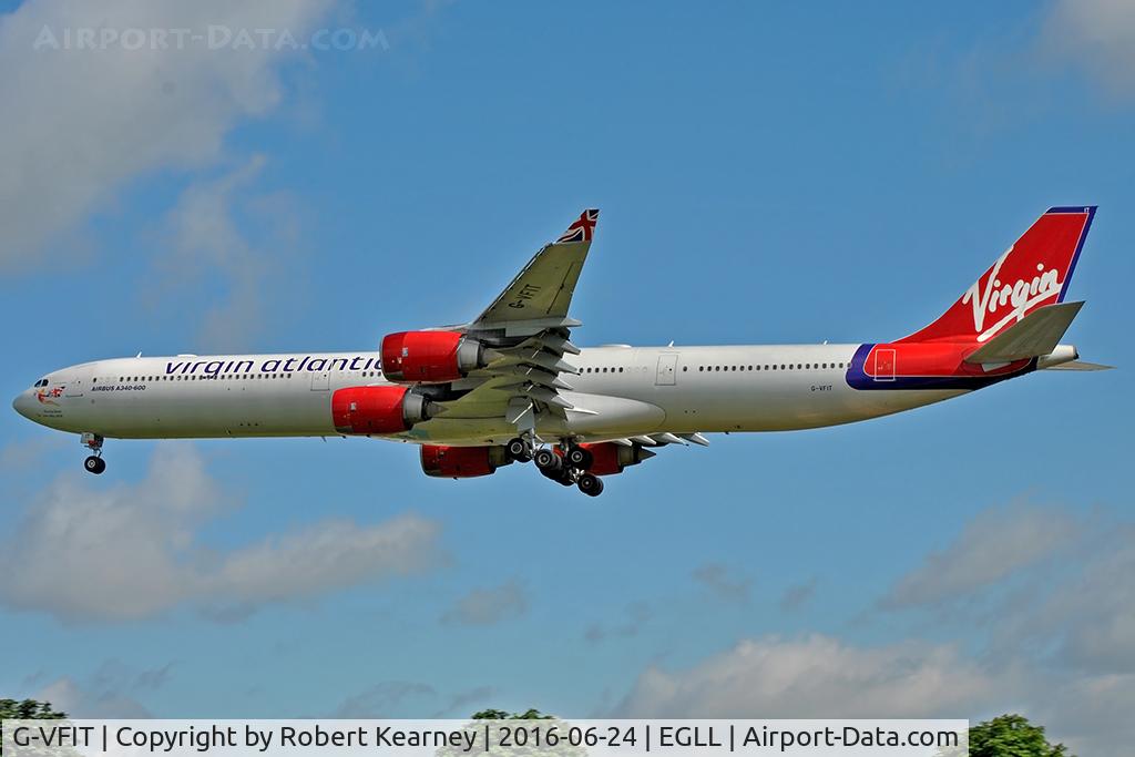 G-VFIT, 2006 Airbus A340-642 C/N 753, Arriving 27L