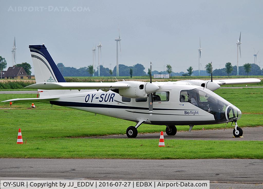 OY-SUR, 1981 Partenavia P-68B Observer C/N 246-04-08, Early Bird in the morning at EDBX / Heide-Büsum Airfield.