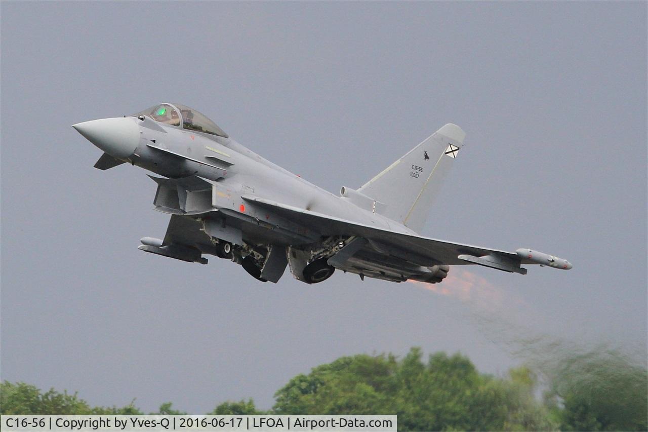 C16-56, Eurofighter EF-2000 Typhoon S C/N SS038, Spanish Air Force Eurofighter EF-2000 Typhoon S, Take off rwy 24, Avord Air Base 702 (LFOA) Open day 2016