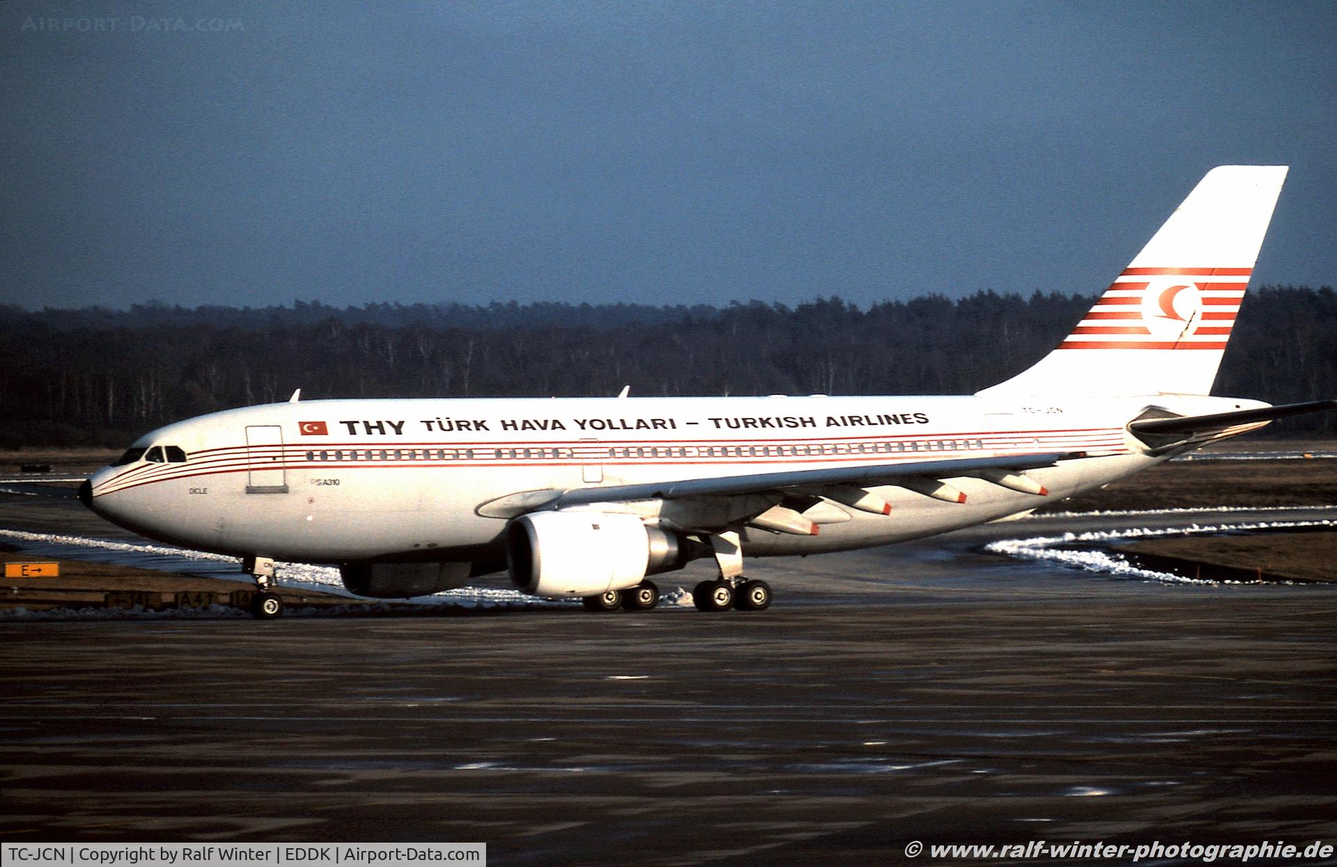 TC-JCN, 1985 Airbus A310-203 C/N 379, Airbus A310-203 - THY - TC-JCN - 1991 - CGN - From a slide