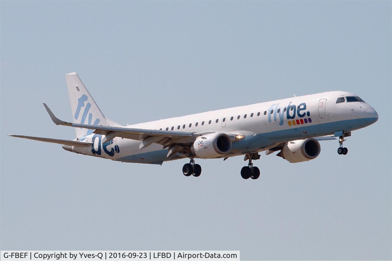 G-FBEF, 2007 Embraer 195LR (ERJ-190-200LR) C/N 19000104, Embraer ERJ-195LR, Short approach rwy 05, Bordeaux Mérignac airport (LFBD-BOD)