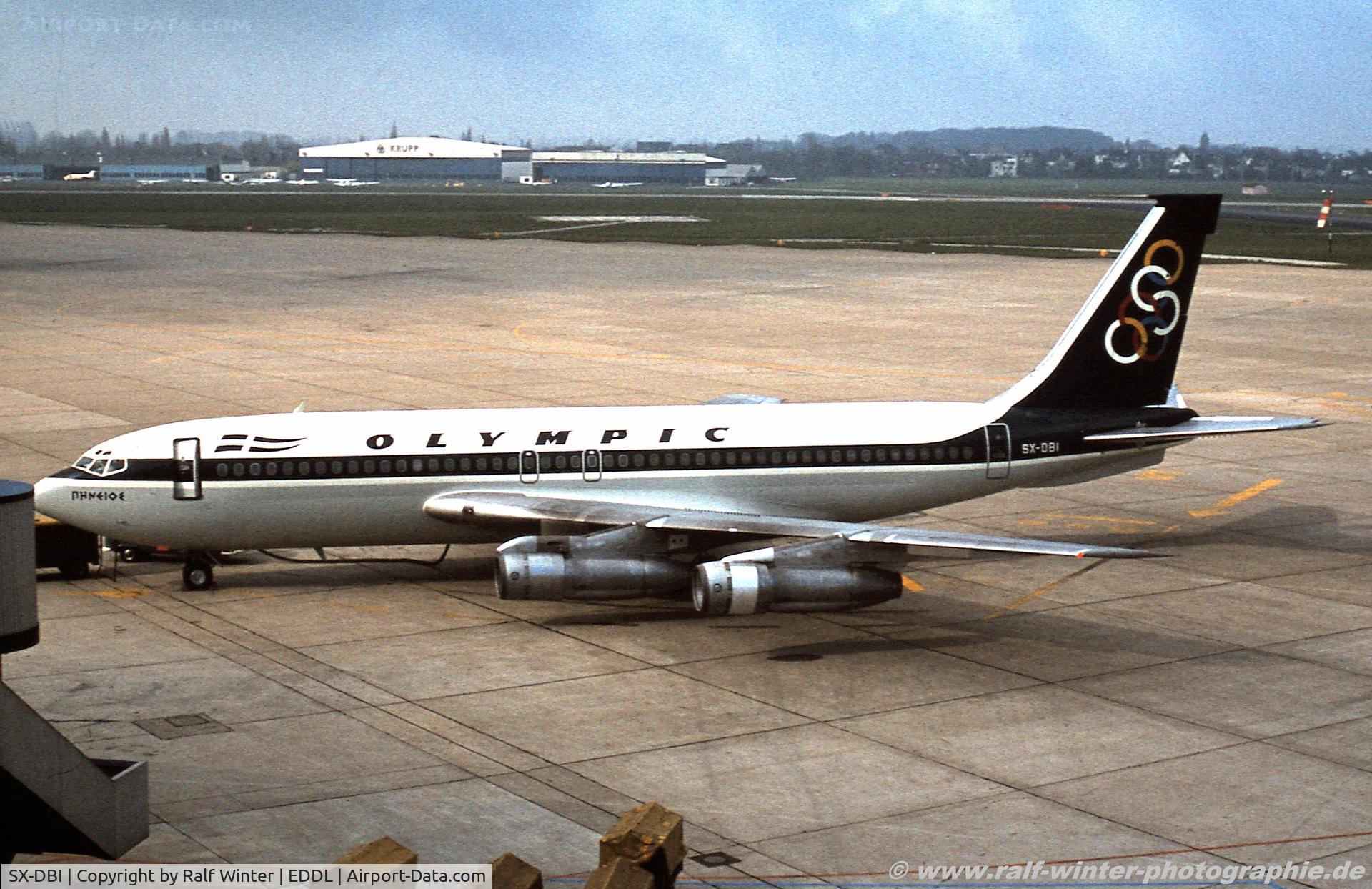 SX-DBI, 1961 Boeing 720-051B C/N 18355, Boeing 720-051B - Olymic Airways Pinios'- SX-DBI - 1980 - DUS - From a slide