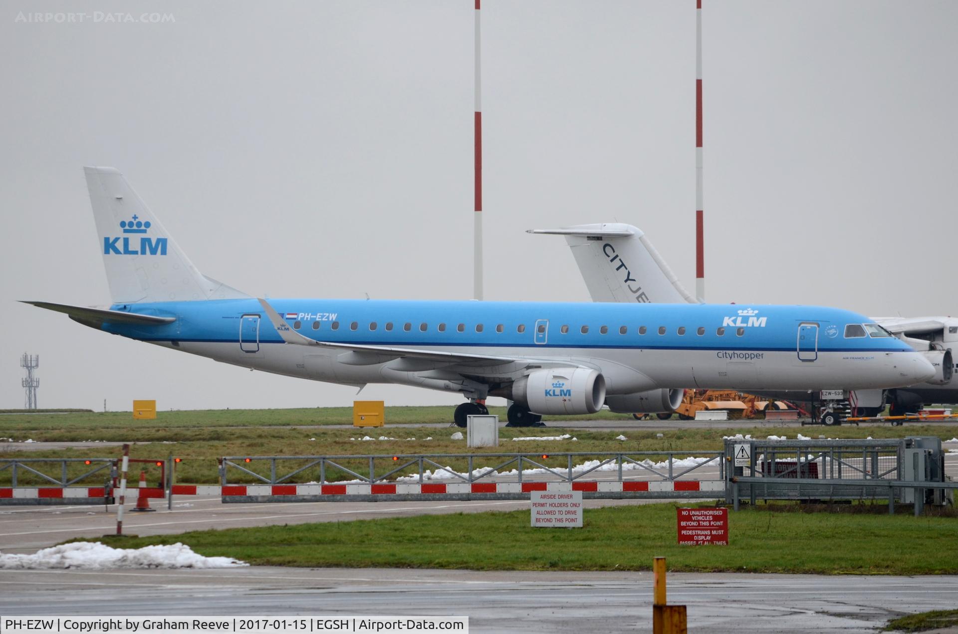 PH-EZW, 2012 Embraer 190LR (ERJ-190-100LR) C/N 19000533, Parked at Norwich.