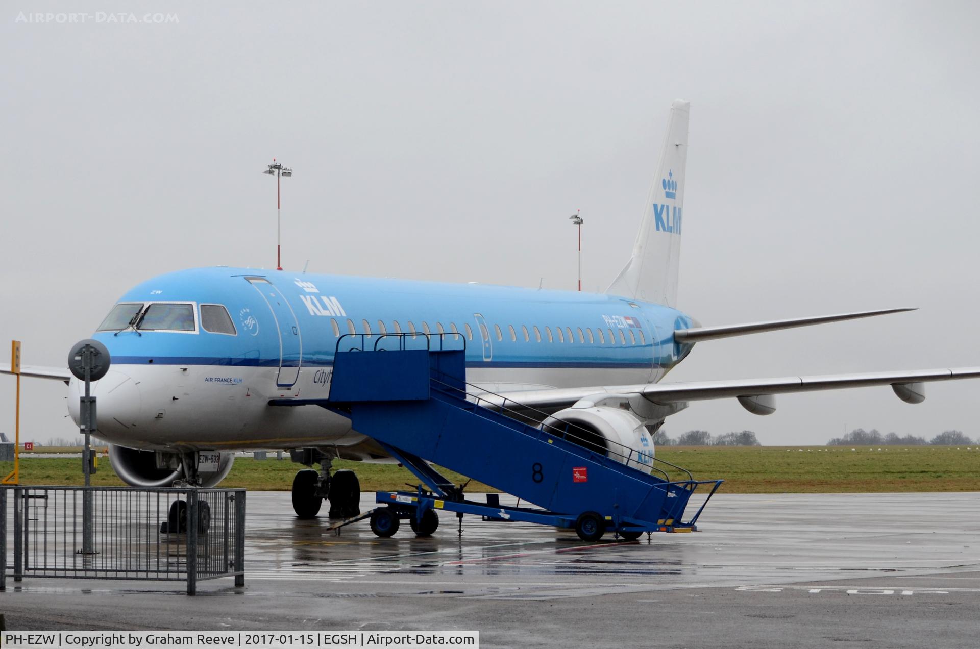 PH-EZW, 2012 Embraer 190LR (ERJ-190-100LR) C/N 19000533, On stand at Norwich.