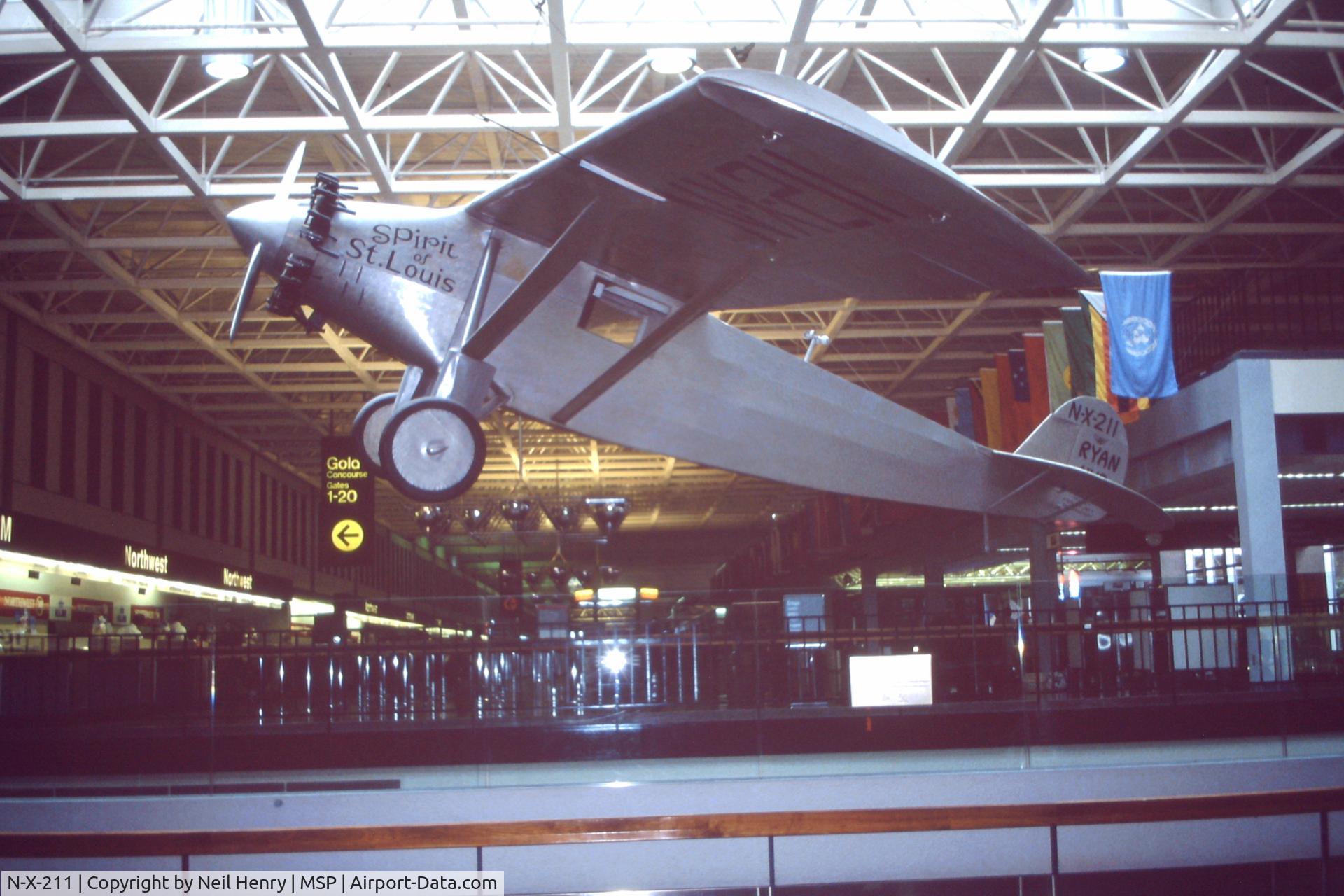N-X-211, 1979 Ryan NYP Replica C/N Not found N-X-211, Scanned from original slide taken Sept 1993 at MSP airport.  Believed to be replica of Lindberg's Spirit of St Louis - as used for a movie.