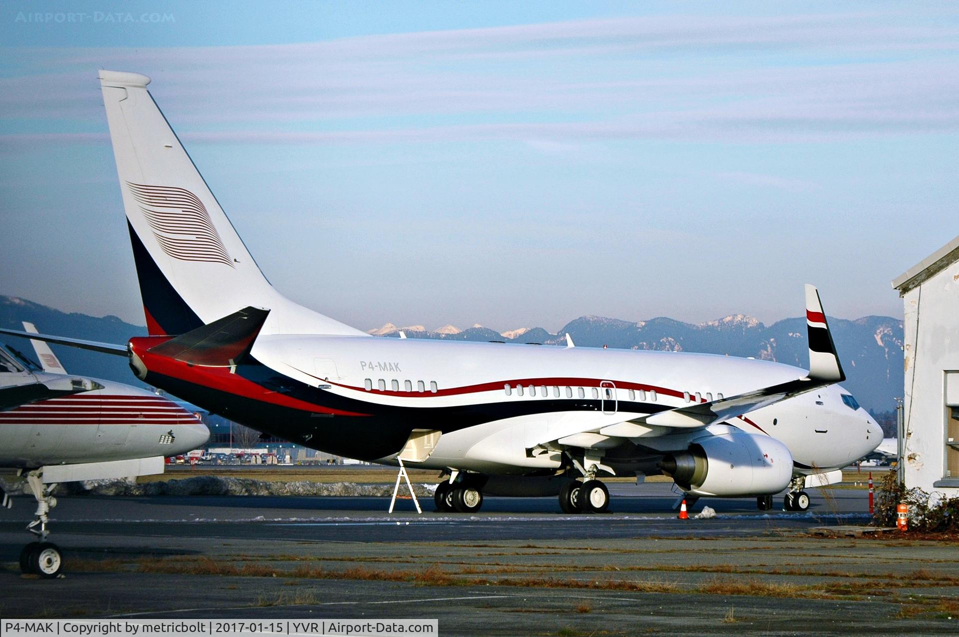 P4-MAK, 2010 Boeing 737-7HX BBJ C/N 40761, Seen at YVR