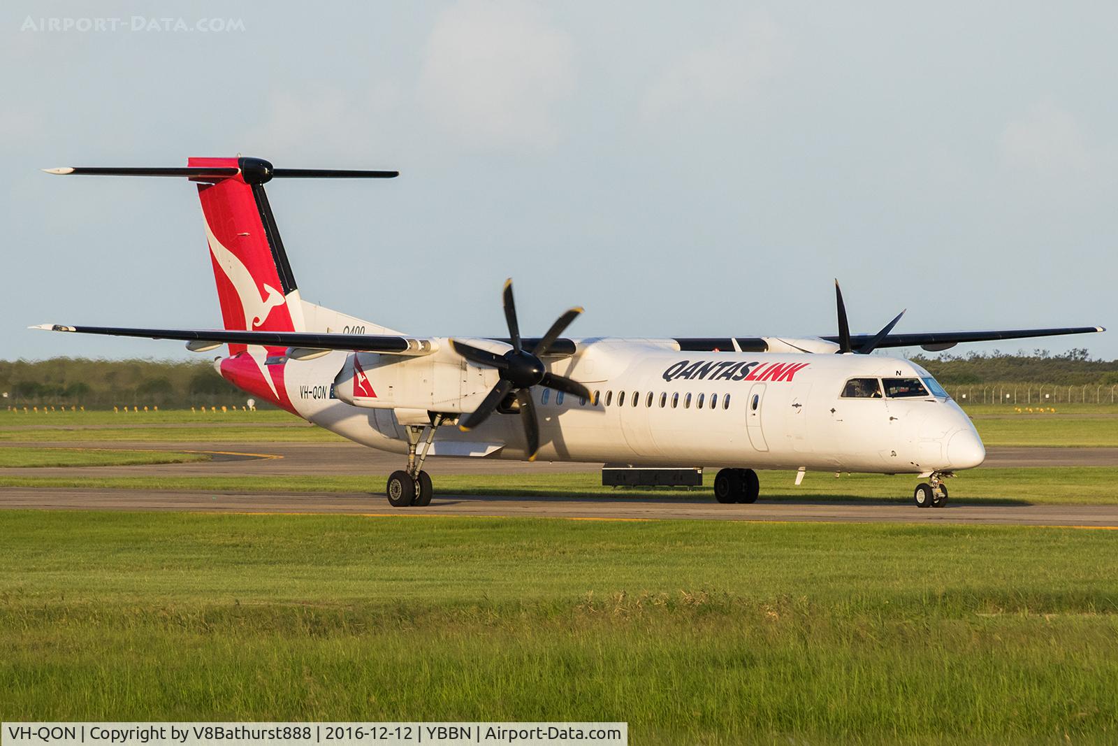VH-QON, 2008 De Havilland Canada DHC-8-402Q Dash 8 C/N 4218, Taxing towards Acacia Street