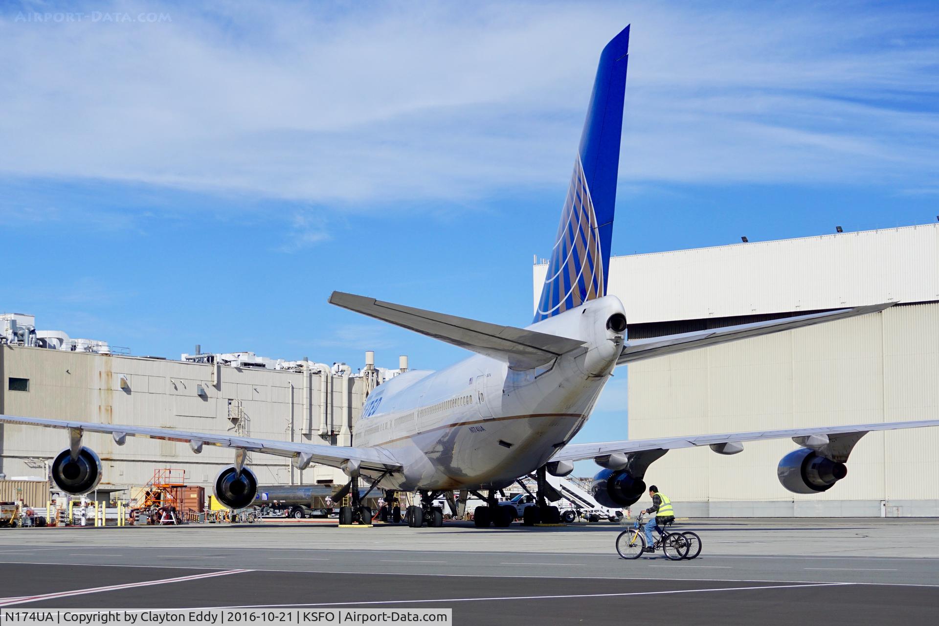N174UA, 1990 Boeing 747-422 C/N 24381, SFO 2016