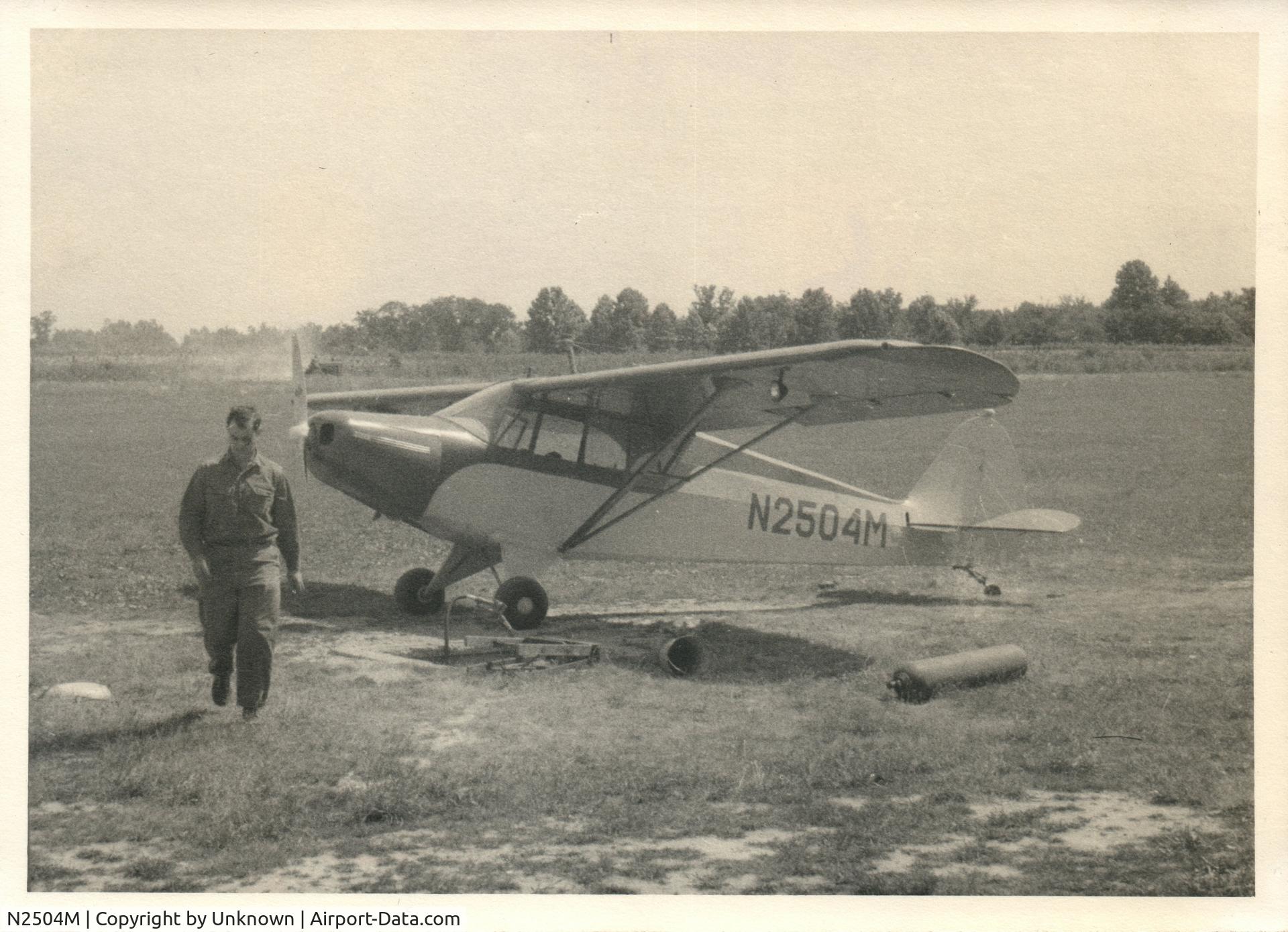 N2504M, 1946 Piper PA-12 Super Cruiser C/N 12-1002, Believed to be taken around July 1957.