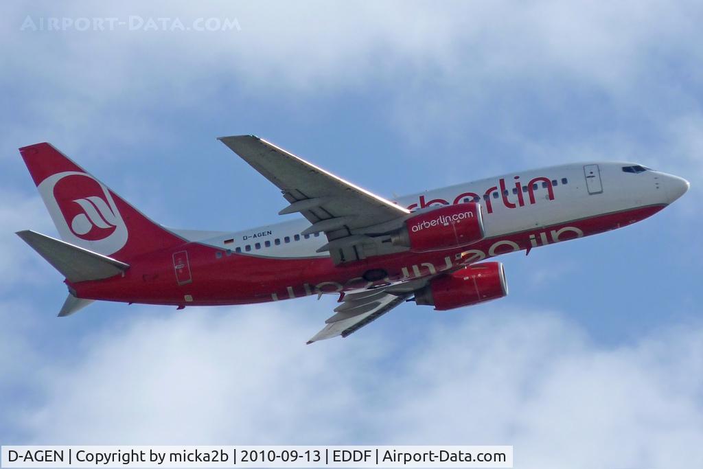 D-AGEN, 1998 Boeing 737-75B C/N 28100, Take off. Scrapped in april 2019.