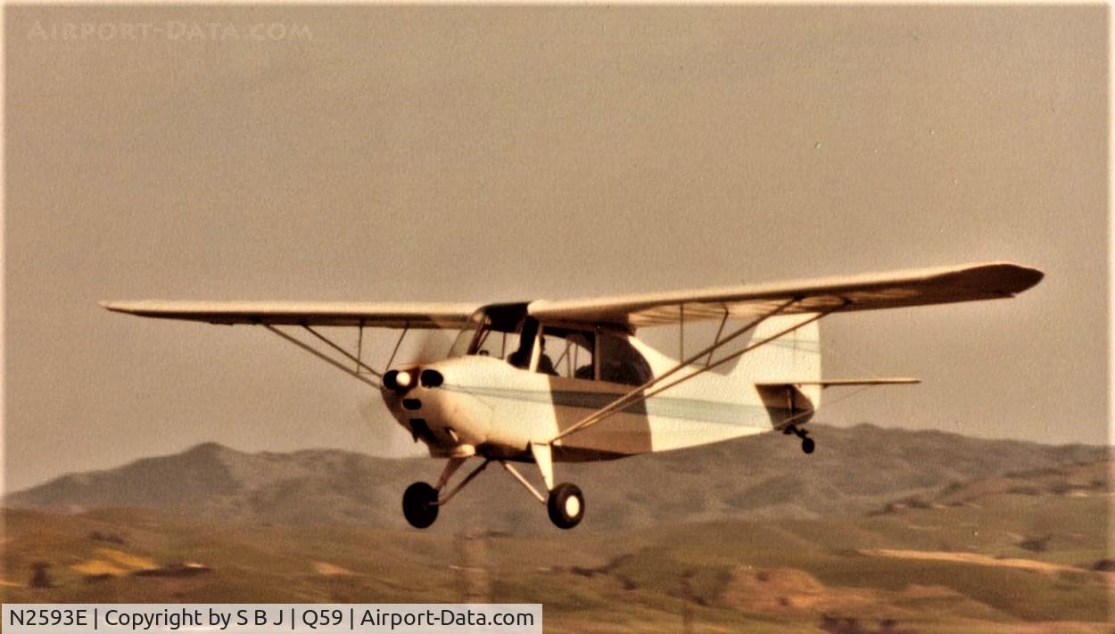 N2593E, 1946 Aeronca 7AC Champion C/N 7AC-6175, 93E seen in flight at the old Fremont, Calif. airport.