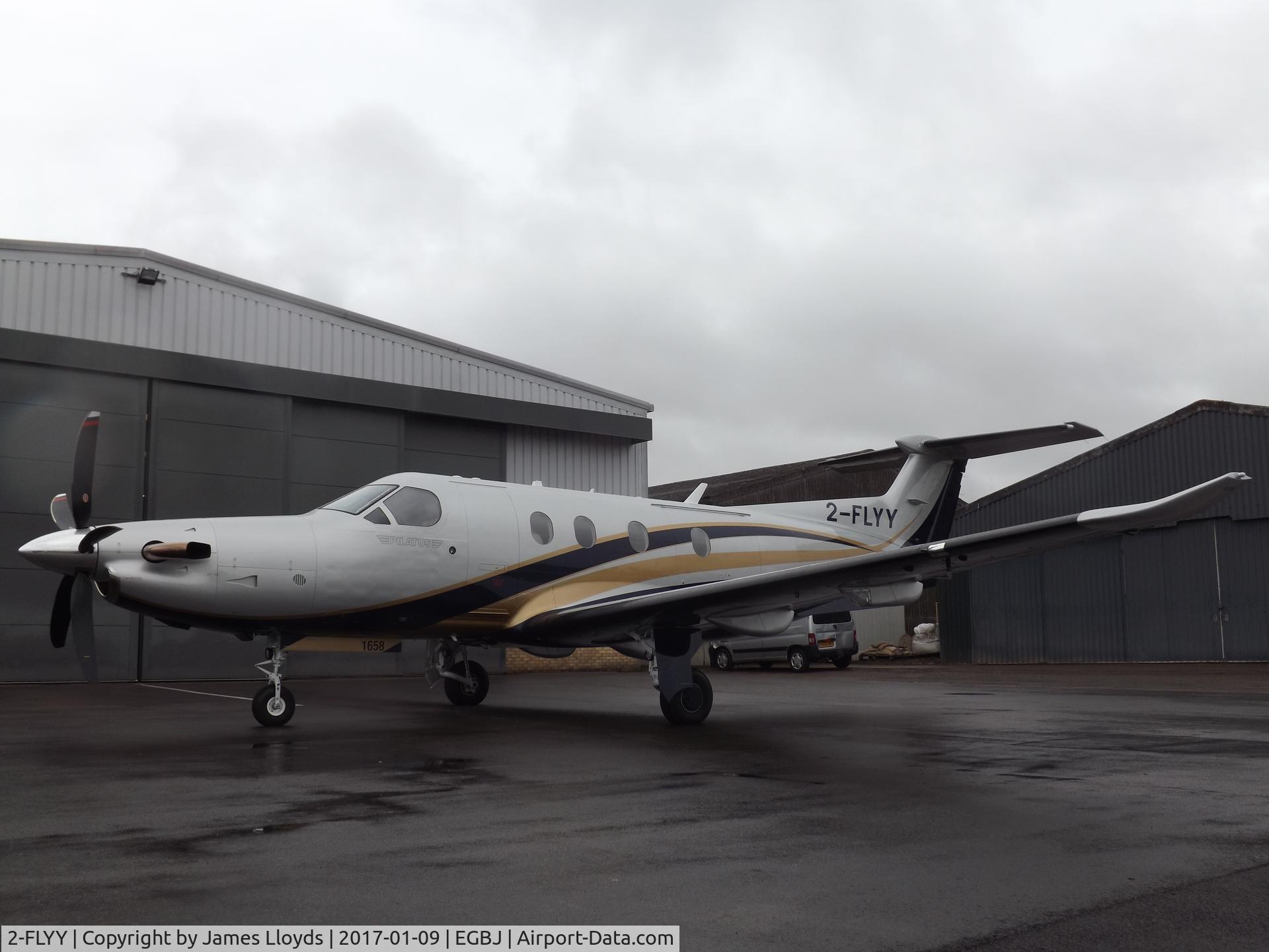 2-FLYY, 2016 Pilatus PC-12/47E C/N 1658, Parked at RGV Aviation to pick up a part for N195C Piper 46 At Gloucestershire Airport.