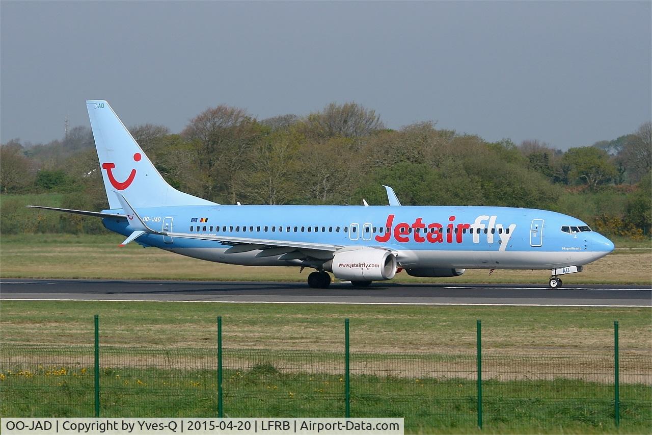 OO-JAD, 2011 Boeing 737-8K5 C/N 39093, Boeing 737-8K5, Take off run rwy 07R, Brest-Bretagne airport (LFRB-BES)