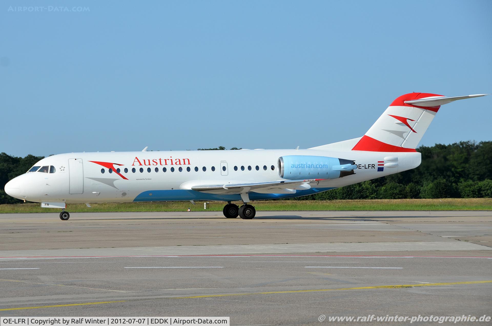 OE-LFR, 1996 Fokker 70 (F-28-0070) C/N 11572, Fokker 70 F28-0070 - VO TYR Austrian Arrows - OE-LFR - 07.07.2012 - CGN