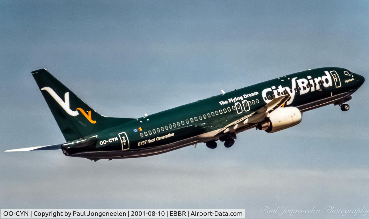 OO-CYN, 2001 Boeing 737-86Q C/N 30272, Take-off in Brussels in 2001