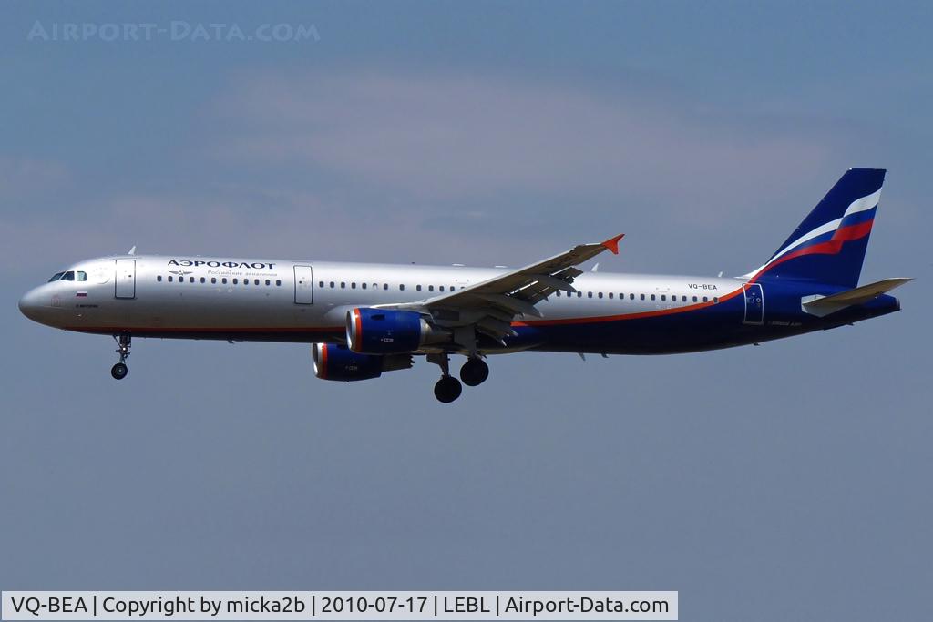VQ-BEA, 2009 Airbus A321-211 C/N 4058, Landing