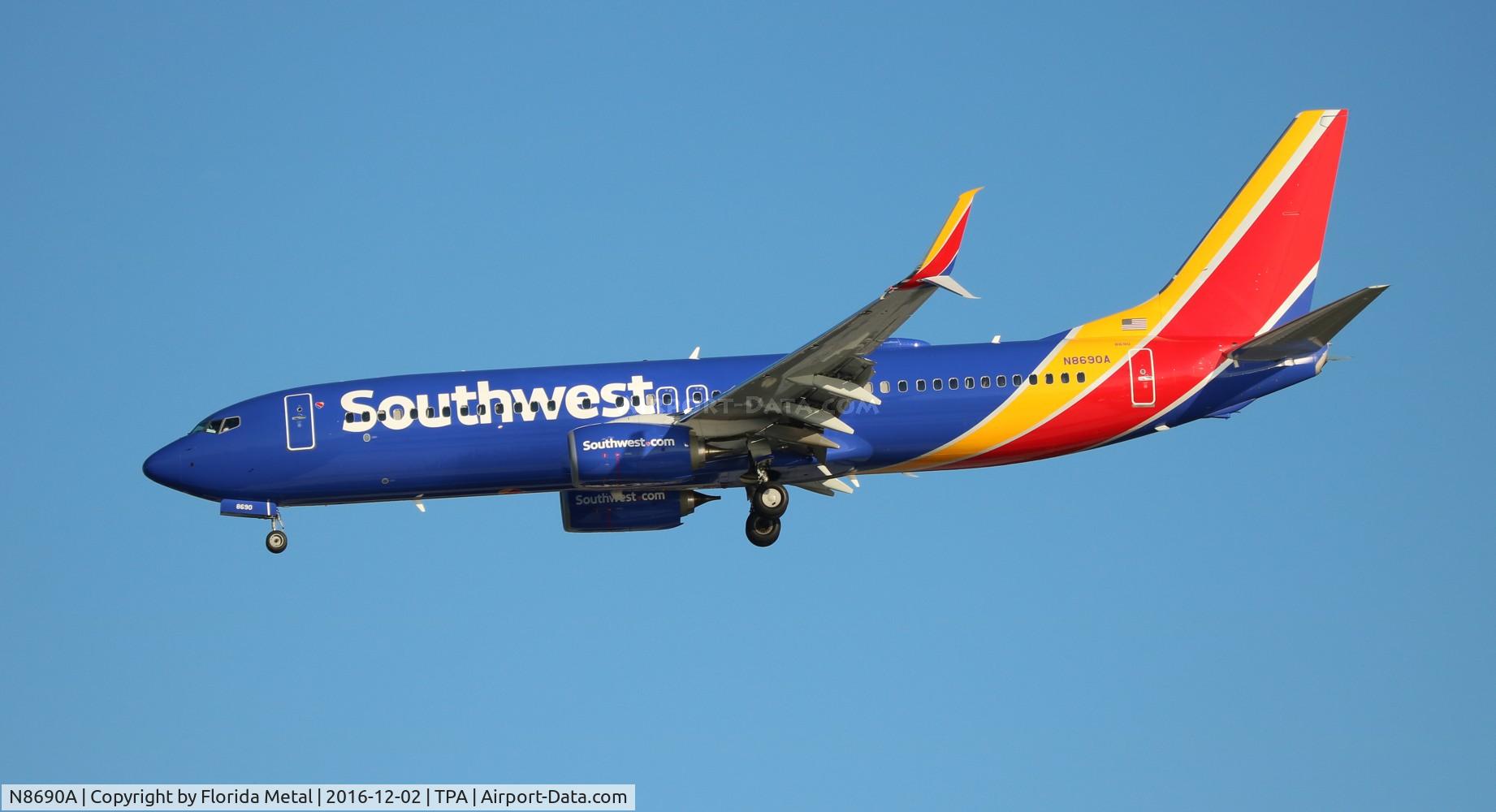 N8690A, 2016 Boeing 737-8H4 C/N 36916, Southwest
