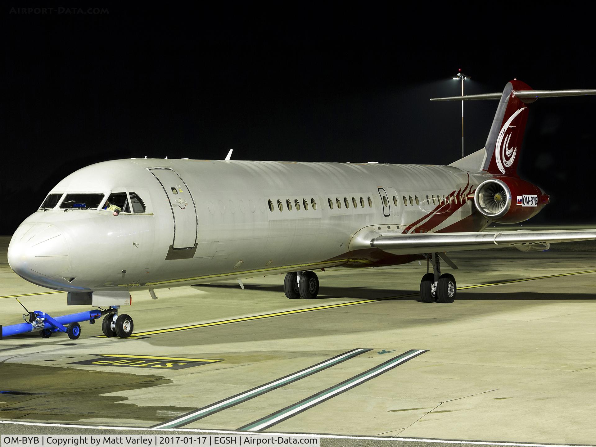 OM-BYB, 1992 Fokker 100 (F-28-0100) C/N 11403, Sat on stand 5 @ NWI moments before being towed to the Air Livery hangar.....