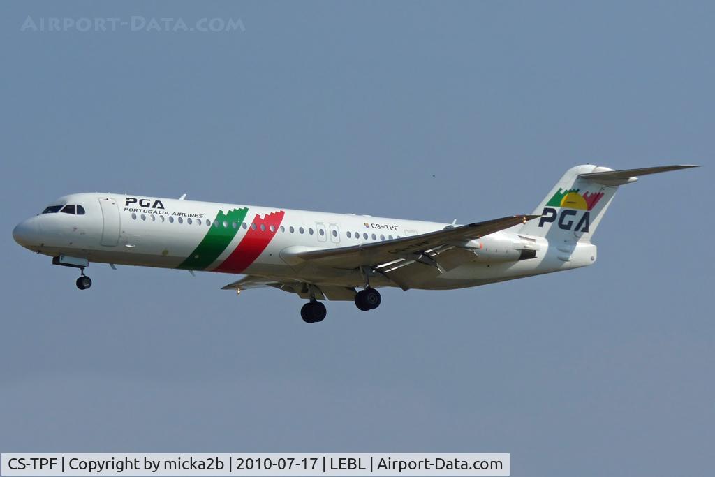 CS-TPF, 1999 Fokker 100 (F-28-0100) C/N 11258, Landing