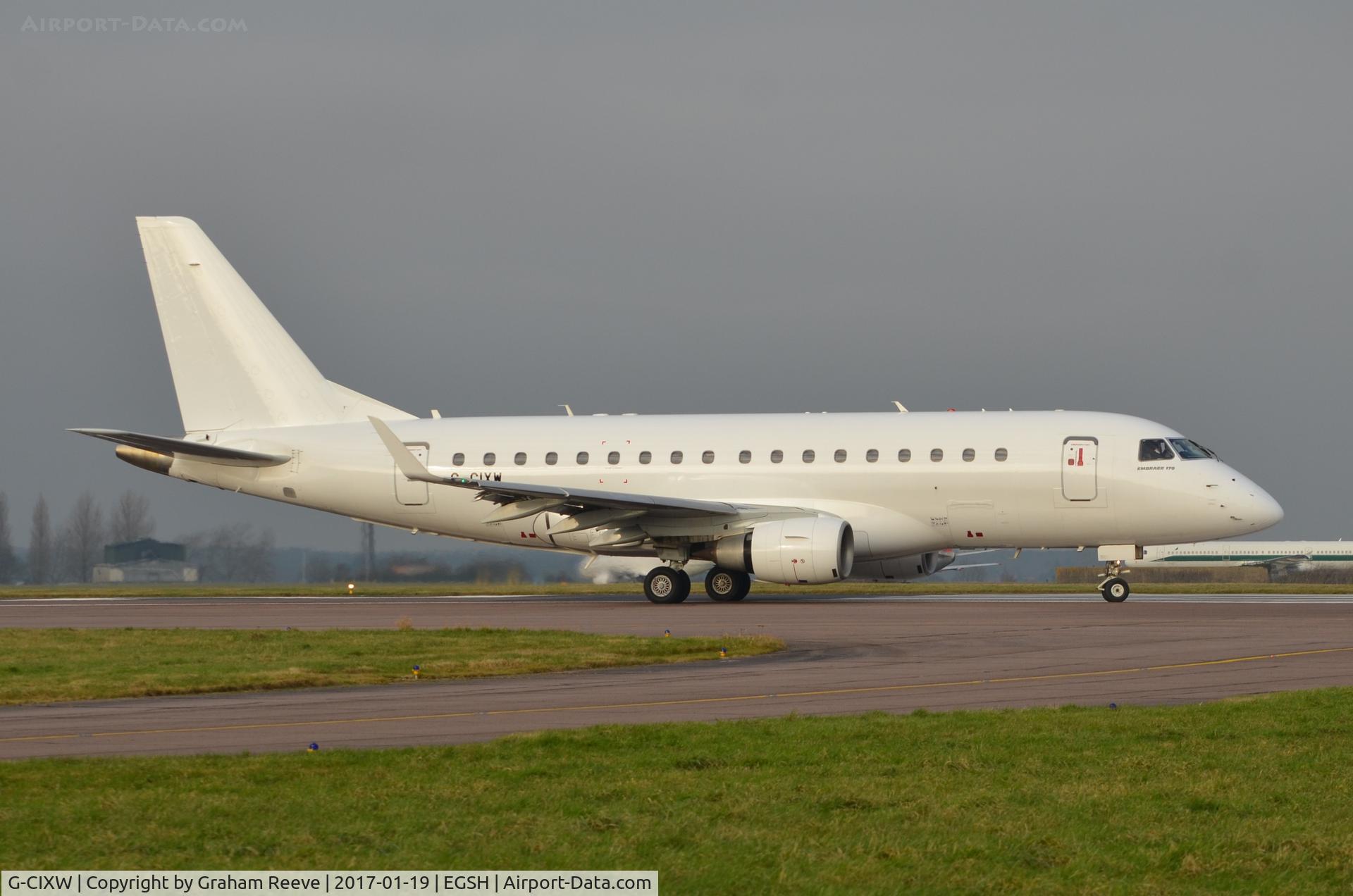 G-CIXW, 2008 Embraer 170LR (ERJ-170-100LR) C/N 17000230, About to depart from Norwich.