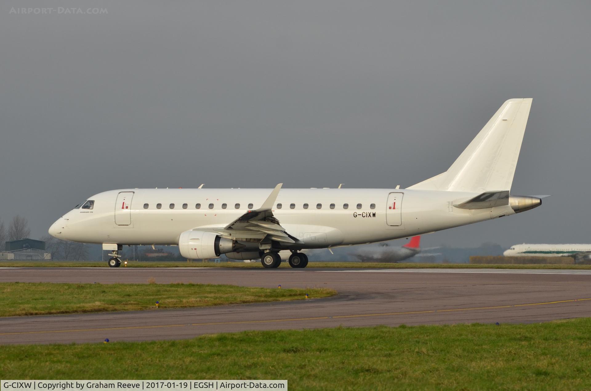 G-CIXW, 2008 Embraer 170LR (ERJ-170-100LR) C/N 17000230, About to depart from Norwich.