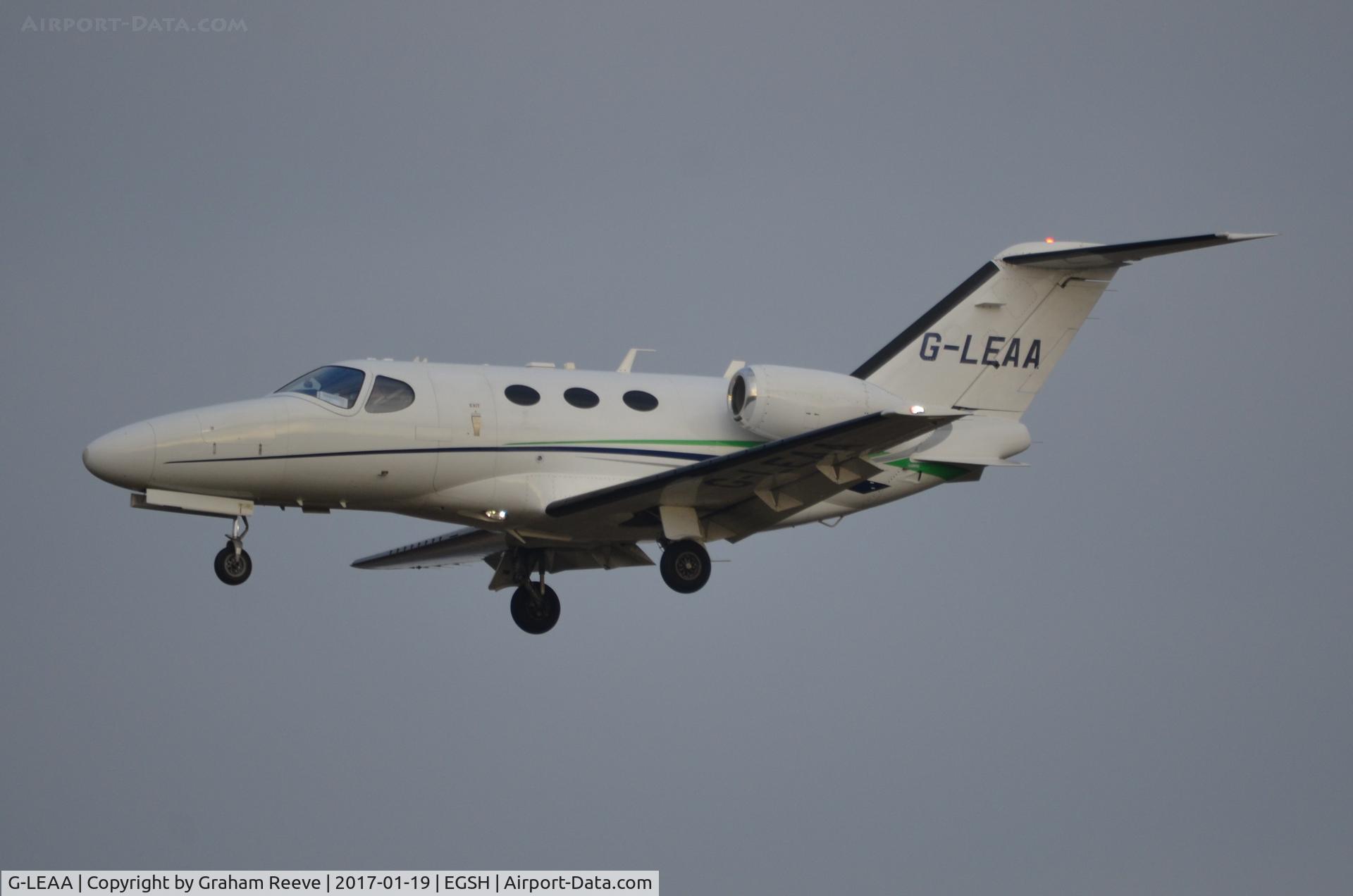 G-LEAA, 2007 Cessna 510 Citation Mustang Citation Mustang C/N 510-0072, Landing at Norwich.