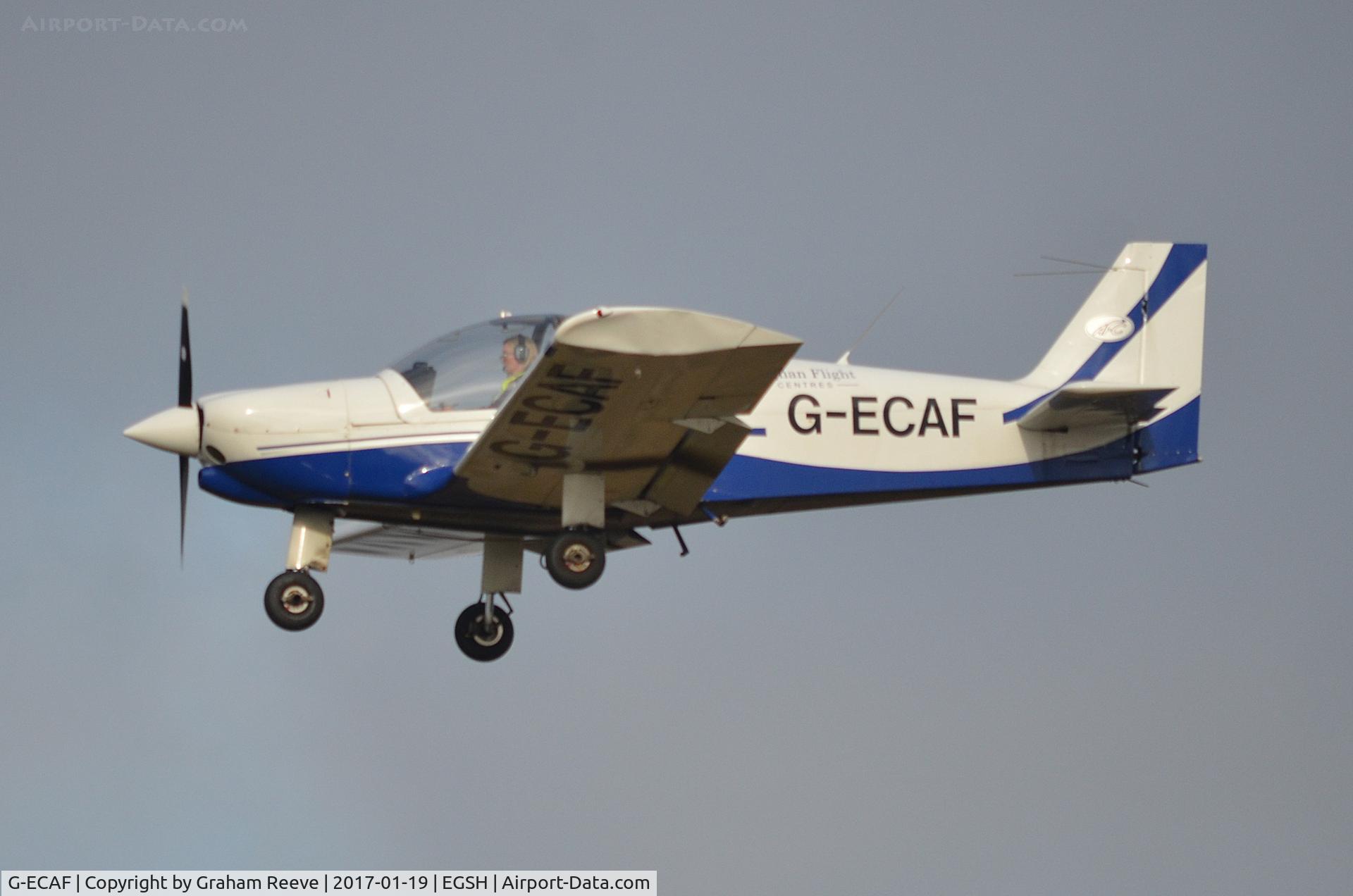 G-ECAF, 2000 Robin HR-200-120B C/N 345, Landing at Norwich.