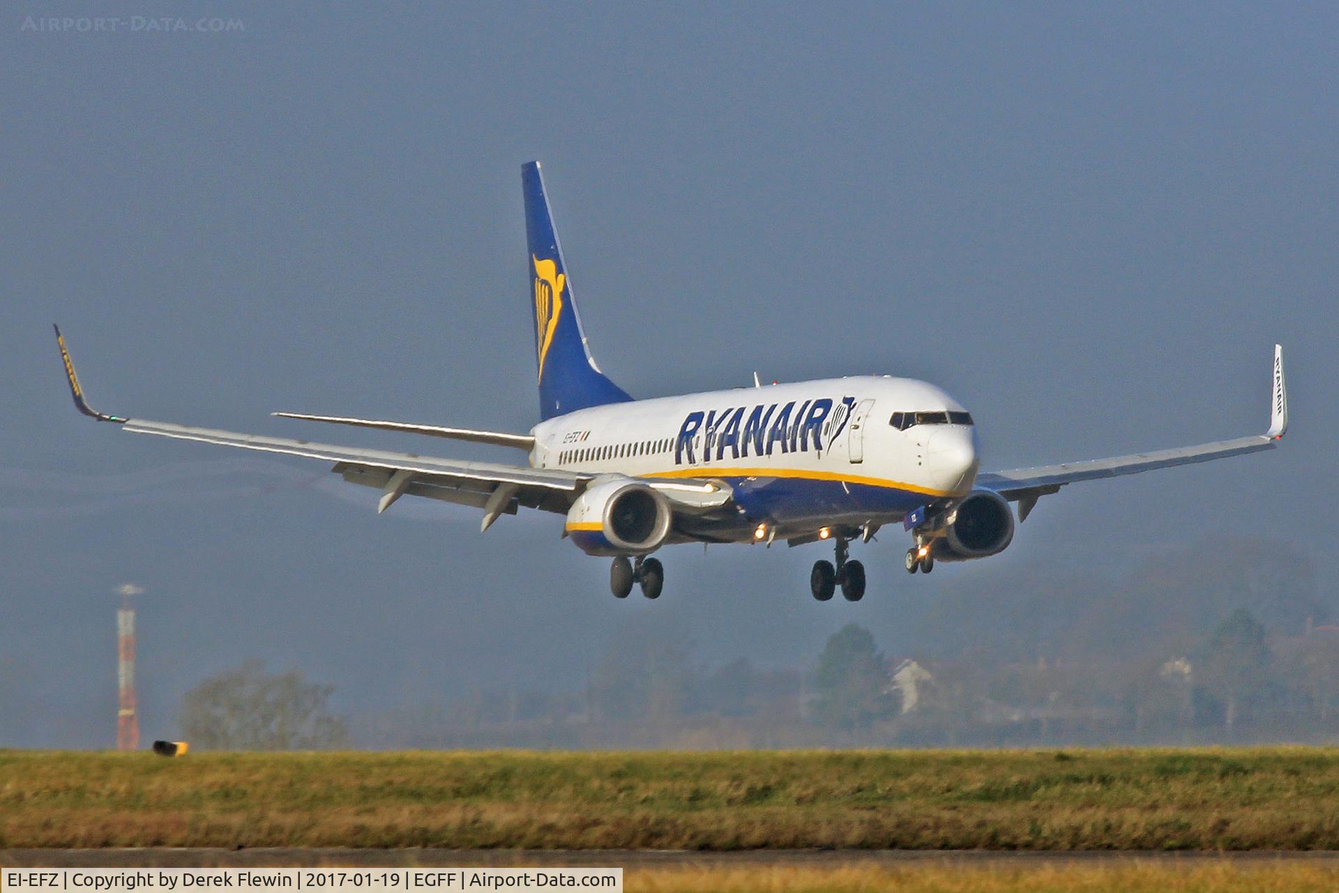 EI-EFZ, 2009 Boeing 737-8AS C/N 38489, 737-8AS, Ryanair call sign Ryanair 4761, previously N1786B, N1787B, seen landing on runway 12 out of Tenerfife Sur.