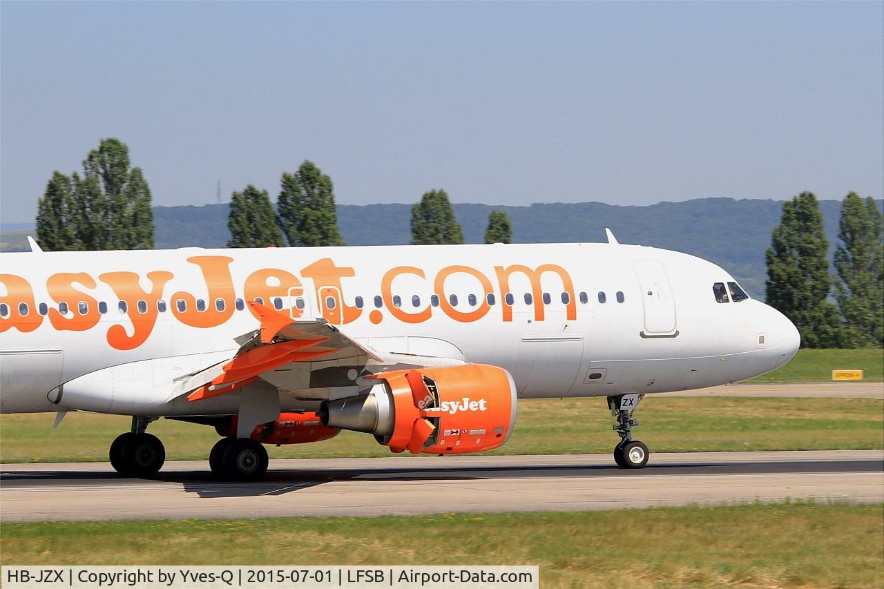HB-JZX, 2009 Airbus A320-214 C/N 4157, Airbus A320-214, Reverse thrust landing rwy 15, Bâle-Mulhouse-Fribourg airport (LFSB-BSL)