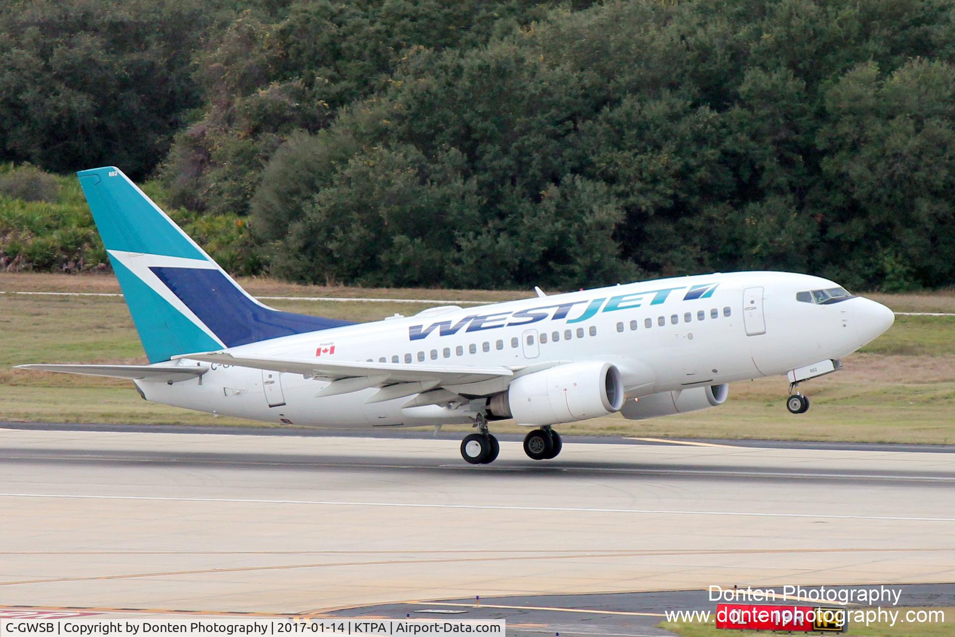 C-GWSB, 2005 Boeing 737-6CT C/N 34285, WestJet Flight 1245 (C-GWSB) departs Tampa International Airport enroute to Toronto-Pearson International Airport