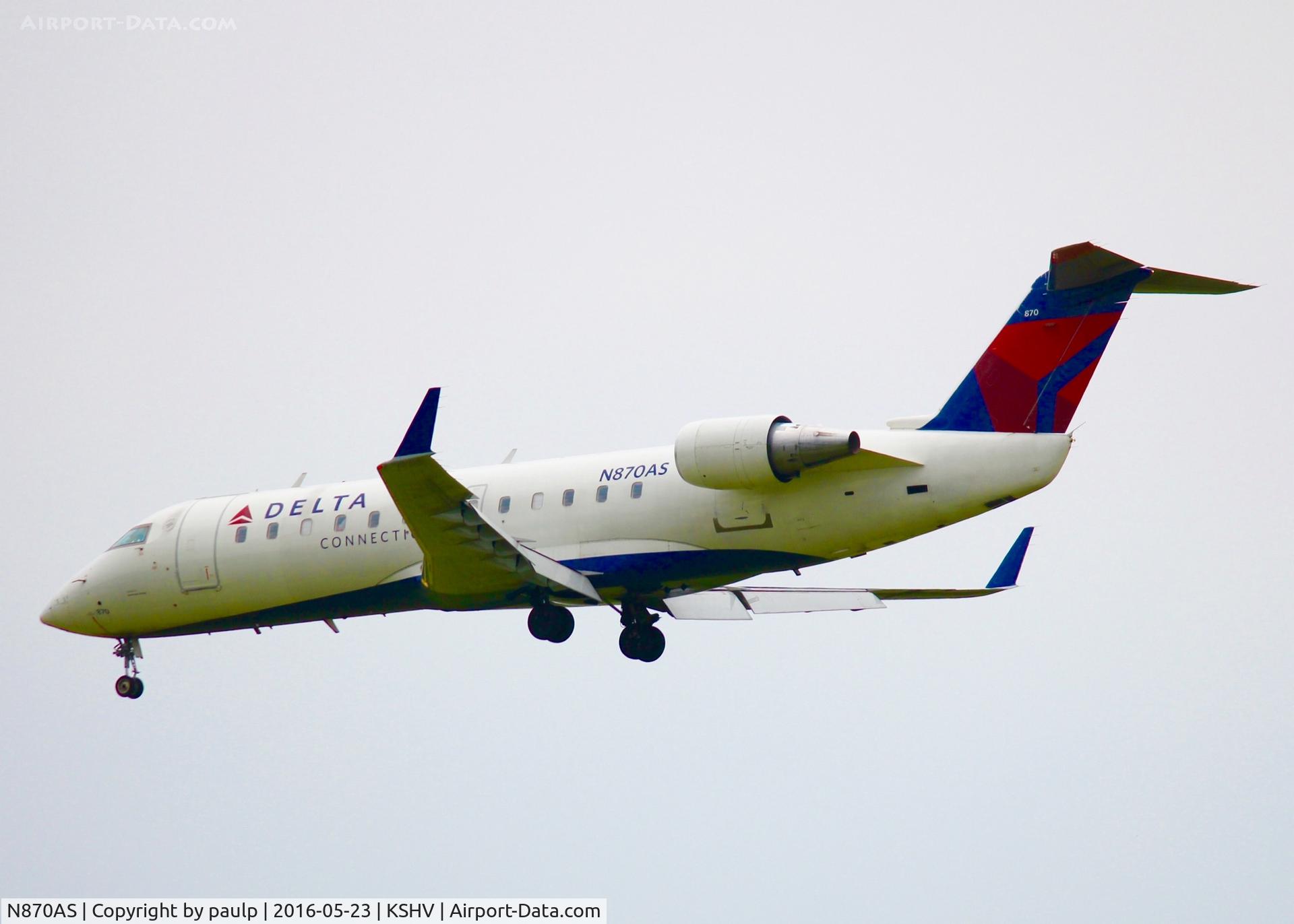 N870AS, 2001 Bombardier CRJ-200ER (CL-600-2B19) C/N 7530, At Shreveport Regional.