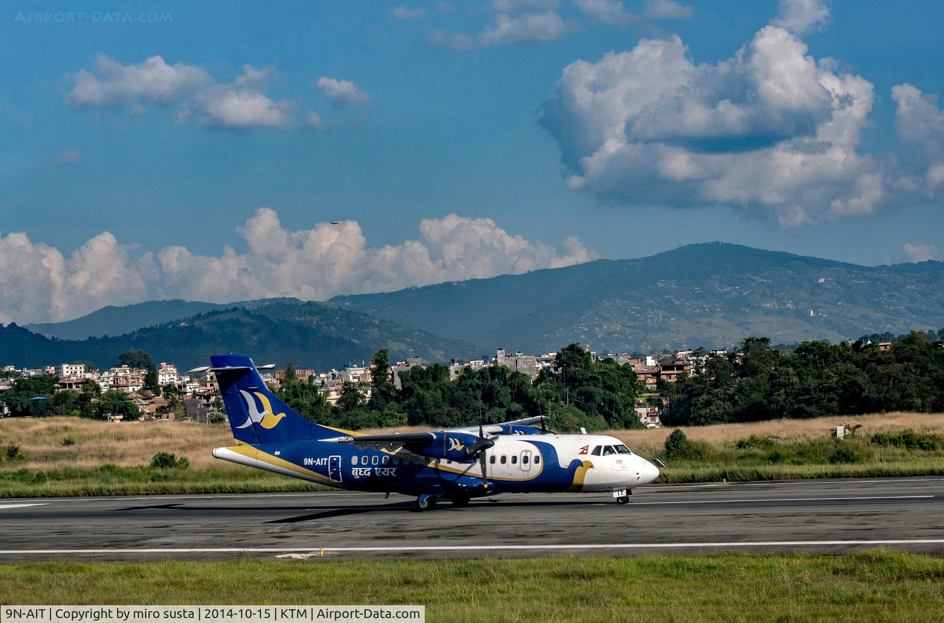 9N-AIT, 1995 ATR 42-320 C/N 409, Budha Air ATR 42-320 airplane during take off from Kathmandu International Airport,