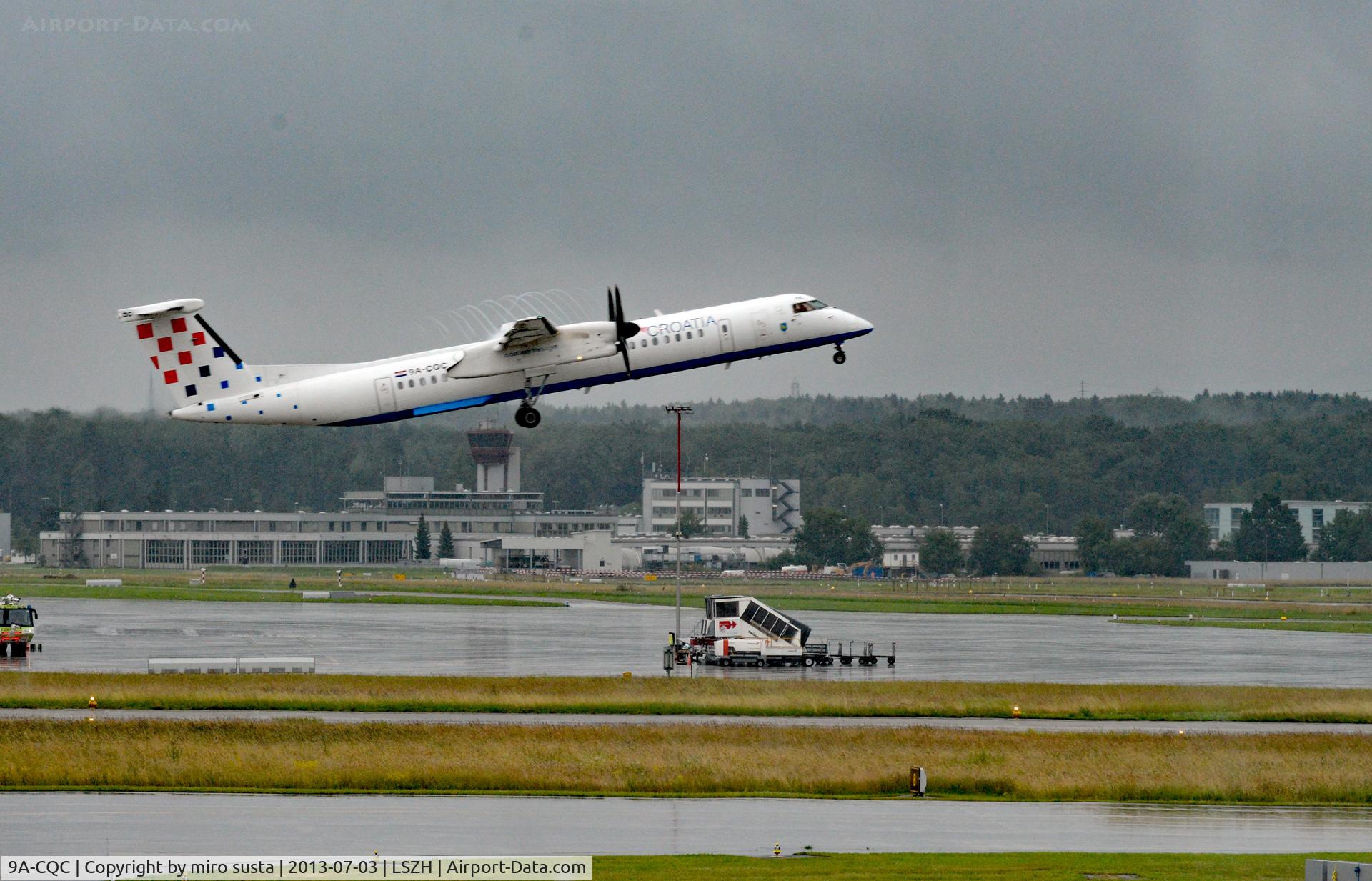 9A-CQC, 2009 De Havilland Canada DHC-8-402Q Dash 8 C/N 4258, Croatian Airlines Bombardier Dash DHC-8-402Q Airplane taking off from Zurich-Kloten International Airport