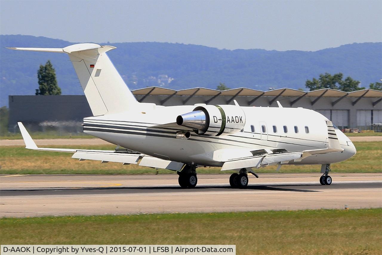 D-AAOK, 2004 Bombardier Challenger 604 (CL-600-2B16) C/N 5585, Canadair Challenger 604, Reverse thrust landing rwy 15, Bâle-Mulhouse-Fribourg airport (LFSB-BSL)