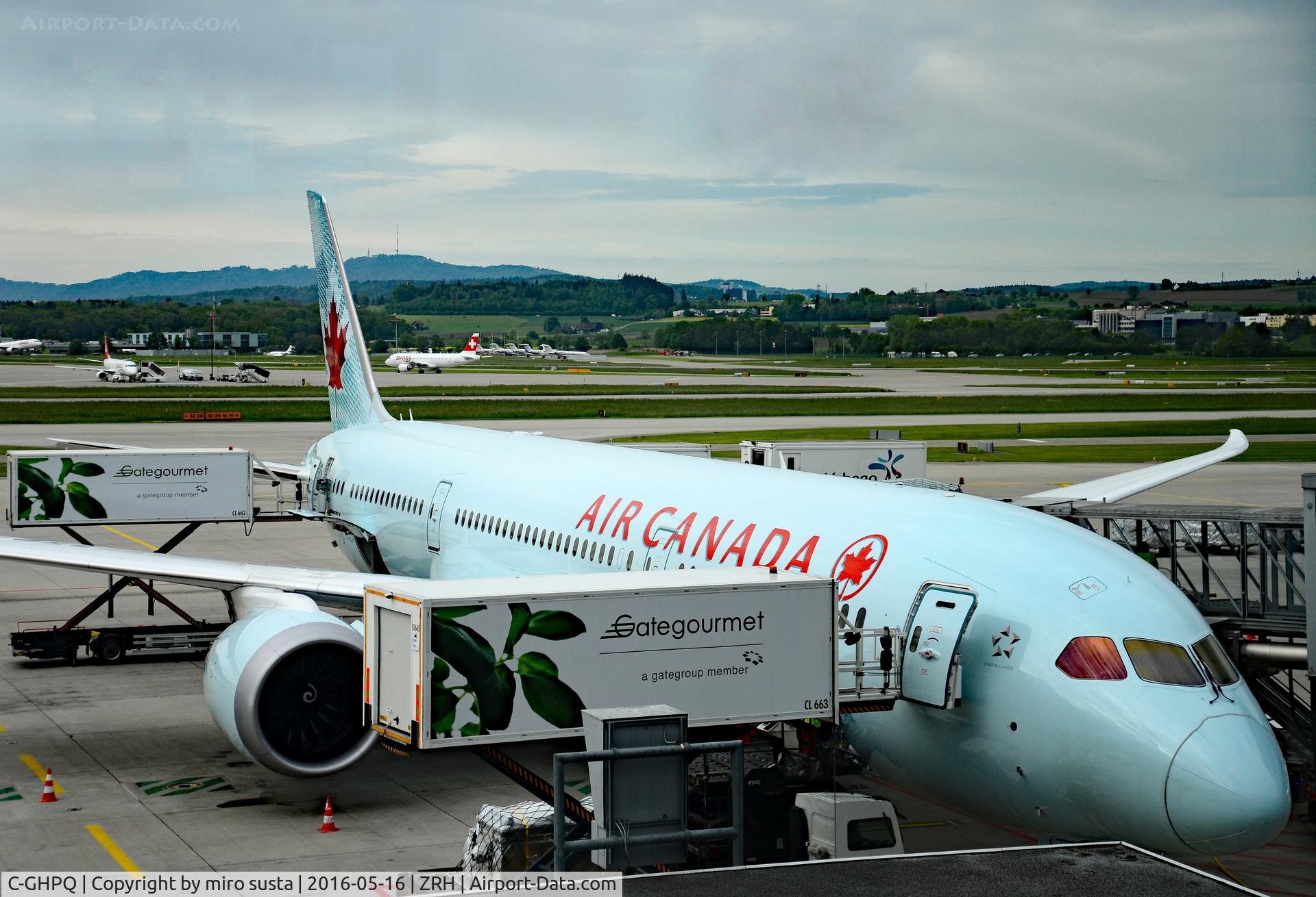 C-GHPQ, 2014 Boeing 787-8 Dreamliner C/N 35257, Air Canada Boeing B787-8 airplane docked at Zurich International Airport.