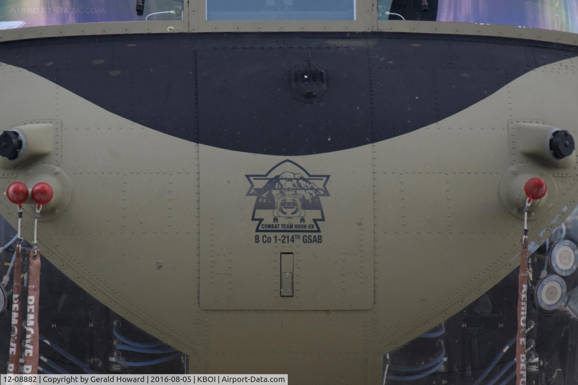 12-08882, 2012 Boeing Vertol CH-47D Chinook C/N M8882, Nose art.  B Co. 1-214th GSAB