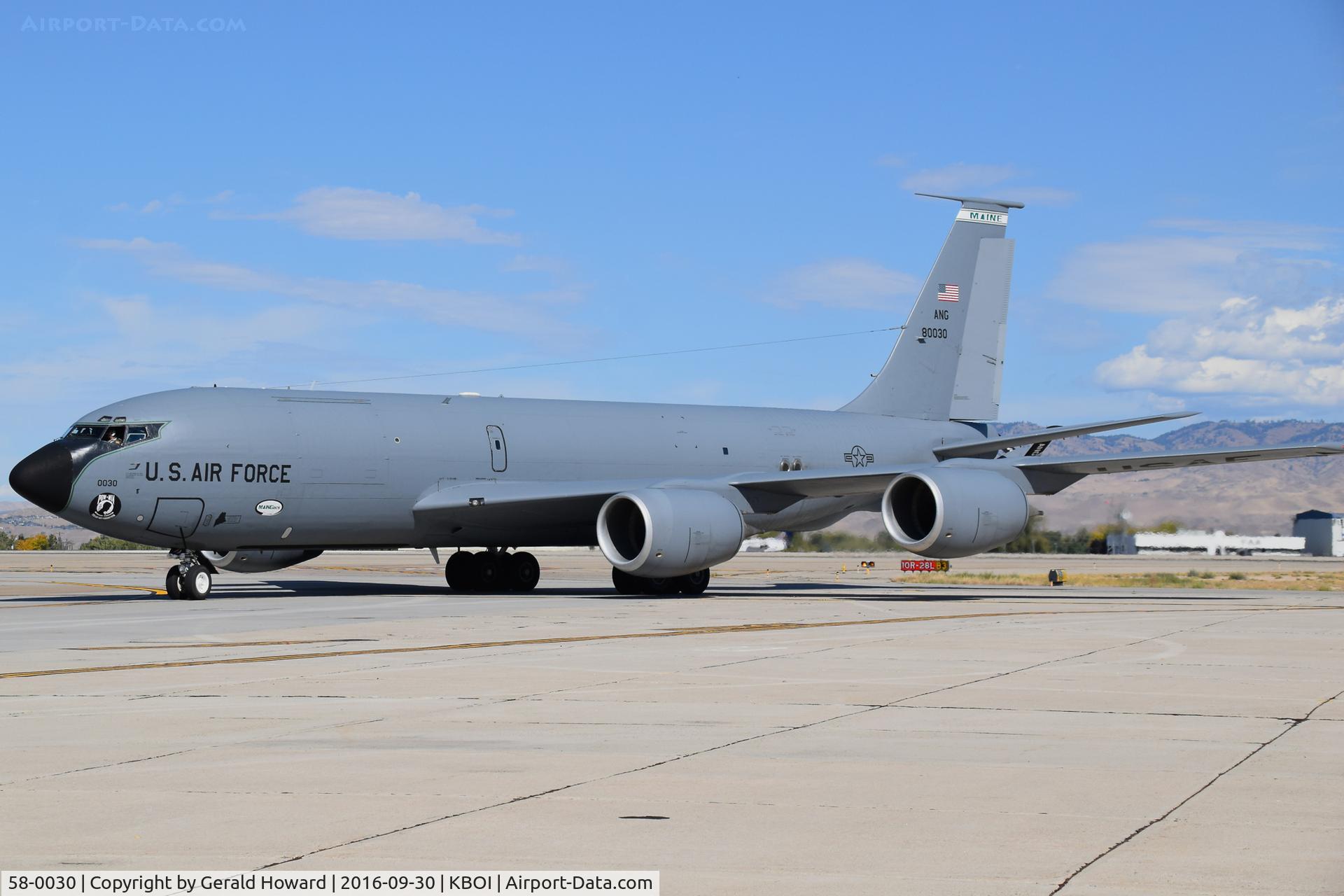 58-0030, 1959 Boeing KC-135R Stratotanker C/N 17775, Taxi off Bravo onto south GA ramps. 101st Air Refueling Wing, Maine ANG