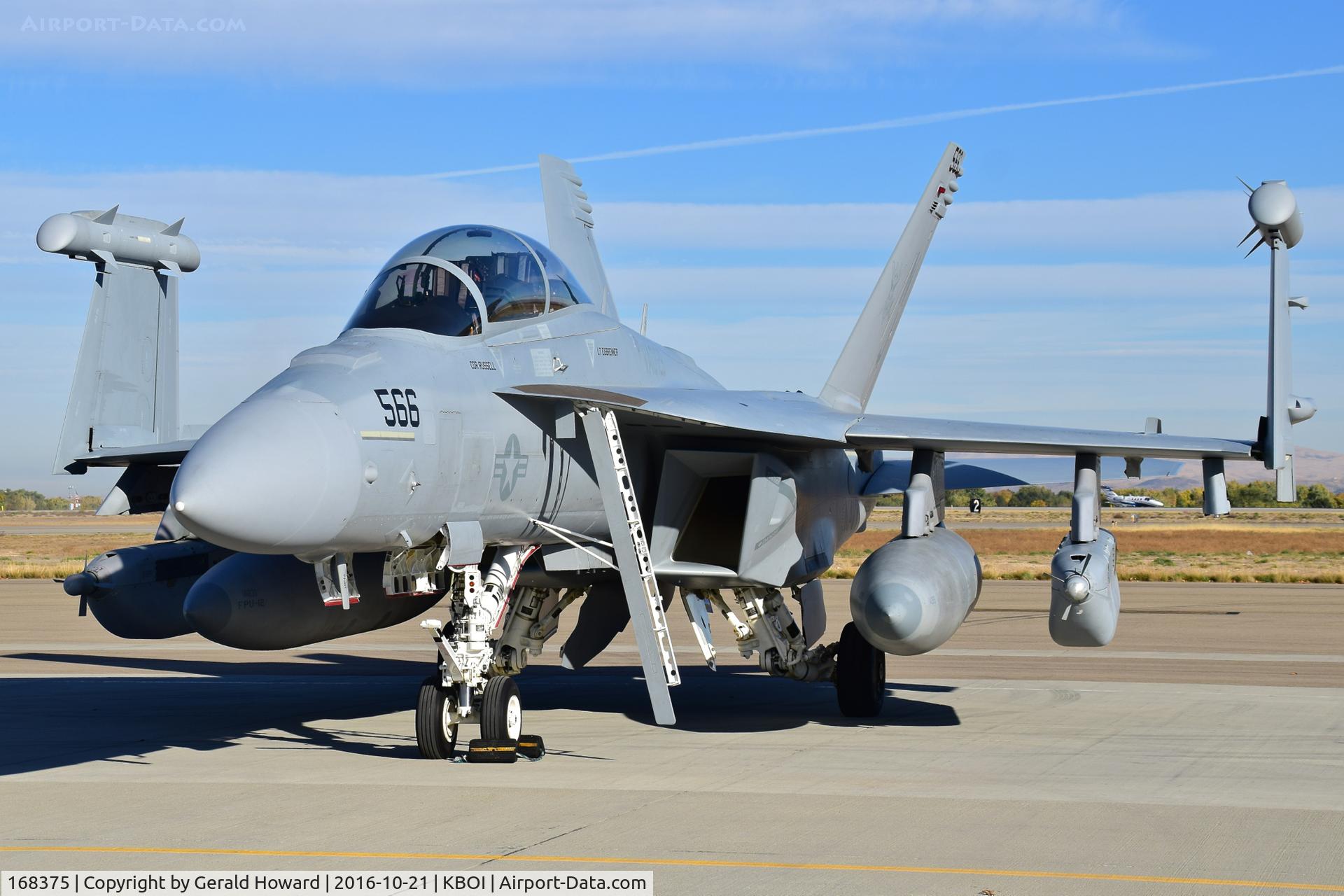 168375, Boeing EA-18G Growler C/N G-61, Parked south GA ramp. VAQ-129  “Vikings”, NAS Whidbey Island, WA